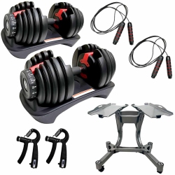 MOTIONGREY Adjustable Dumbbell Set - 2 Dumbbells 5-52.5 Lb, Dumbbell Stand & Converter -Perfect for Home Gym Exercise & Workout Equipment- Free 2