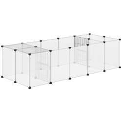 PAWHUT Pet Playpen, Customizable Small Animal Cage Playpen, Guinea Pig Cage Rabbit Pen Indoor With Door, Top Cover, for Hedgehog, 20 Panels