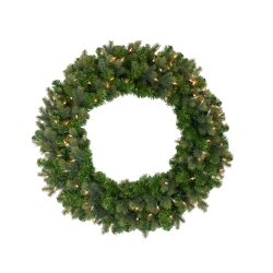 NORTHLIGHT Pre-Lit Savannah Spruce Artificial Christmas Wreath - 36-Inch, Clear Lights