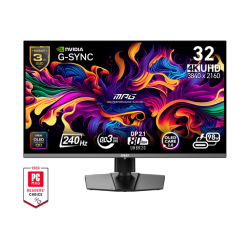 MSI 32" 3840 X 2160 (Uhd) 240Hz 0.03Ms (Gtg) Qd-Oled Gaming Monitor Dp 2.1, Tilt Swivel Height Pivot Adjustable (Mpg 322Urx Qd-Oled)