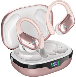 MYACUC Wireless Earbuds Bluetooth Headphones Open-Ear Buds Power Display Earphones With Mic Headsets for Sports Workout Running-Rose In Gold