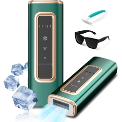 MYACUC Ipl Laser Hair Removal, Hair Removal Device With Ice Cooling for Women & Men, Painless Epilator for Face Underarms Arms Bikini Line Legs-Green