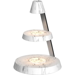 HTUTWOO Magnetic Wireless Charger 3 In 1 Tower Standing Upright Double Layer Night Light High-Power Convenient (Marble Style)