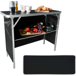 PETGINHOME Small Folding Table, Adjustable Height Camp Table, Lightweight Aluminum Camping Table for Beach, Indoor, L60Xw45Xh58