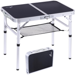 PETGINHOME Folding Camping Table, Adjustable Folding Table Portable Camp Tables With Mesh Layer for Outdoor Camp, Picnic, Bbq