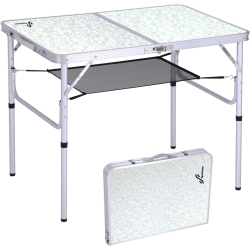 PETGINHOME Folding Camping Table, Adjustable Folding Table Portable Camp Tables With Mesh Layer for Outdoor Camp, Picnic, Bbq