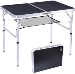 PETGINHOME Folding Camping Table, Adjustable Folding Table Portable Camp Tables With Mesh Layer for Outdoor Camp, Picnic, Bbq