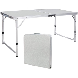 PETGINHOME 4 Feet Folding Table, Foldable Table Adjustable Height, Lightweight Portable Aluminum Camping Table, 2 Heights, 61D X 121.9W X 68.6H Cm