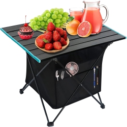 PETGINHOME Folding Table, Portable Camping Table Aluminum Beach Table With Carry Bag, Lightweight Folding Patio Table for Bbq, Picnic, Camping-Medium