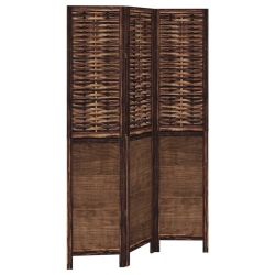 VIDAXL Room Divider 3 Panels Solid Wood Paulownia In Dark Brown