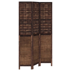 VIDAXL Room Divider 3 Panels Solid Wood Paulownia In Dark Brown