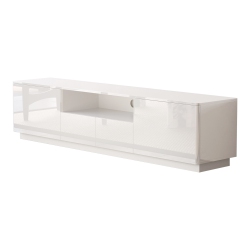 HOMSEE Modern High Gloss Tv Stand With Storage Drawers & Open Shelves, 70.8" W X 14.5" D X 17.3" H In White