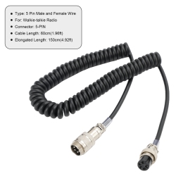 TOPTENG Cb Hand Microphone Male Female 5Pin Extension Cable Radio Microphone Replacement