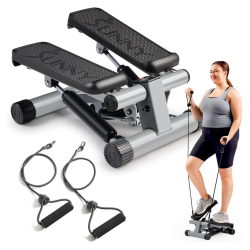 SUNNY Health & Fitness Mini Stepper for Exercise At Home, Stair Stepper Workout Machine \w Resistance Bands, Full Body Cardio Equipment, Optional
