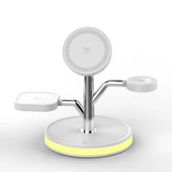 YOULIGHTS 3 In 1 Charging Station for Apple Devices, Fast Charging Magsafe Charger Stand \w Led Light And 20W Pd Adapter, Wireless Nightstand Charger