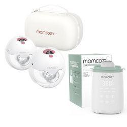 MOMCOZY M5 All-In-One Breast Pump, 3 Modes 9 Levels & Smart Baby Bottle Warmer Steam Bottle Sterilizer, Fast Baby Milk Warmer \w Accurate
