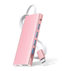 NIERBO 3.3Ft Long Cable USB C Multiport Hub \w 4K HDMI, 4 USB 3.0, Type C Charging Compatible 2023-2016 Macbook Pro, New Mac Air/imac/mac Mini