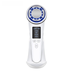 MYACUC Blue Light Ems Face Massager Hot Cold Photon Therapy Facial Massager Wrinkle Remover Facial Lifting Beauty Device-White In Red