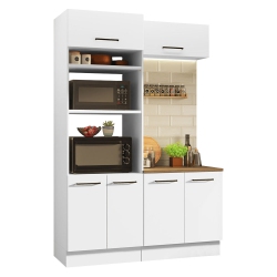 MADESA Hazel 3-Piece Kitchen Storage Set \w 3 Doors 3 Open Shelves Pantry Cabinet 2 Doors Base Cabinet And Horizontal Door Wall Cupboard 59 Inch