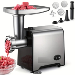 PRISMI Electric Meat Grinder, Sausage Stuffer Maker 450W (3000W Max) Food Grinder \w Blade & 3 Plates, Sausage Stuffer Tubes & Kubbe Kit, Stainless