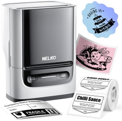 NELKO Label Maker Machine \w Tape, Pm220 Bluethooth Label Printer, 2 Inch Portable Thermal Printer for Small Business, Address, Logo, Clothing