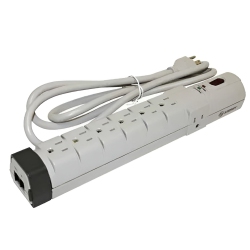 STEREN - 8 Outlet Surge Protector, 2160 Joules Protection, 6Ft Cord In Grey