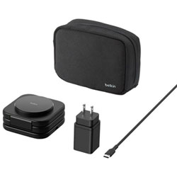 Belkin 3-in-1 15W Qi2 Wireless Travel Charging Pad with Travel Bag - Black