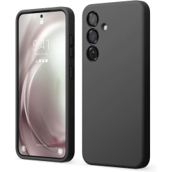 ELAGO Compatible \w Samsung Galaxy S25 Case, Liquid Silicone Case, Shockproof, Slim Phone Case, Anti-Scratch Soft Microfiber Lining, 6.2 Inch (Black)