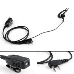 TOPTENG 1X G-Shape Ear Hook Earpiece Headset Ptt Mic 2Pin for Baofeng Kenwood Radio