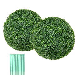 GYMAX 2 PCs 20" Artificial Boxwood Topiary Balls Sun-Protective Round Greenery Bushes