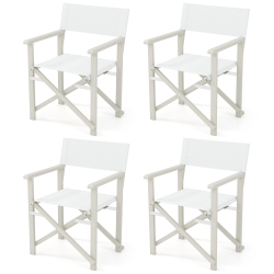 GYMAX 4PCs Folding Director Chair W/ Acacia Wood Frame & Machine Washable Oxford Fabric