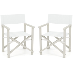 GYMAX 2PCs Folding Director Chair W/ Acacia Wood Frame & Machine Washable Oxford Fabric