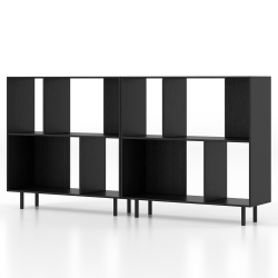 GYMAX 2PCs 4 Cubby Open Bookcase 3-Tier Freestanding Bookshelf W/ Detachable Metal Legs