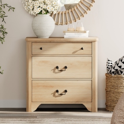 WAMPAT 3 Drawer Dresser for Bedroom, 31.5" Farmhouse Oak Dresser, Kids Dressers for Nursery \w Wide Chest Of Drawers, Wooden Dresser Closet Storage