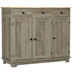 HOMCOM Sideboard Buffet Cabinet \w Storage, 40" Kitchen Cabinet \w Adjustable Shelves, 3 Drawers And 3 Doors, Coffee Bar Cabinet \w Rubberwood