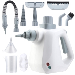 MYACUC Handheld Steam Cleaner, Steamer for Cleaning With Safe Lock And 10 Accessory Kit for Cleaning Floor, Upholstery, Couch, Grout & Car -White