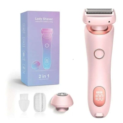 MYACUC Electric Shaver for Women, 2 In 1 Bikini Trimmer Face Shavers Hair Removal for Underarms Legs Waterproof Ladies Body Trimmer - In Pink
