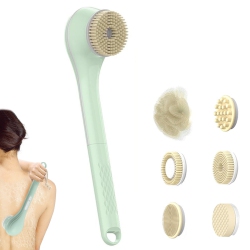 MYACUC Long Handle Electric Body Bath Brush, Rechargeable Back Scrubber for Shower With 6 Shower Brush Heads