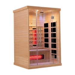 BLISSPOD Venetian 2-Person Full Spectrum Indoor Premium Canadian Hemlock Low Emf Sauna 10 Heaters Chromotherapy Reflexology