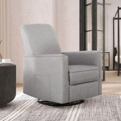 Evolur Harlow 275-degree Swivel Electric Glider - Light Grey