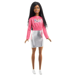 PRIME MADE Barbie It Takes Two Doll, Brooklyn Fashion Doll With Braided Hair, Pink Nyc Shirt, Metallic Skirt & Shoes In White