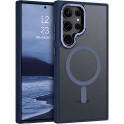 CSMART [Cs] Matte Silicone Hybrid Magnetic Magsafe Case Cover for Samsung Galaxy S25 Ultra In Navy