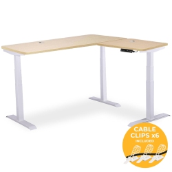 MOTIONGREY L Shape-Triple Motors Standing Desk \w Memory Settings-71"x65" Oak Brown Top Frame-Adjustable Sit-Stand Computer Table for Home, Office