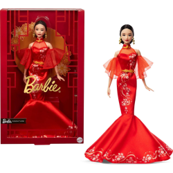MEHIAZ Barbie Lunar New Year Doll Wearing Qipao Dress With Plum Blossom Prints & Golden Accessories, Barbie Signature Collection