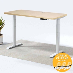 MOTIONGREY - Dual Motor Standing Desk \w 4 Memory Settings, Adjustable Sit-Stand Computer Table for Home, Office & Gaming - 47" X 24" Oak Brown Top