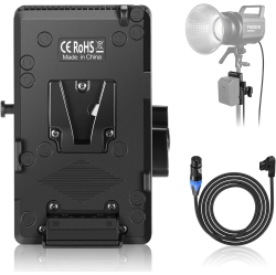 NEEWER Ps008 K1 V-Mount Battery Plate Super Clamp Mount Pole Holder \w D Tap to 3 Pin Xlr Cable for Continuous Video Lighting Power Supply For