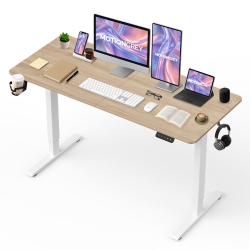 MOTIONGREY Ergo2 - Adjustable Electric Standing Desk \w Memory Settings - 55" X 24" Light Brown Top Frame - Ergonomic Desk for Home And Office - \w