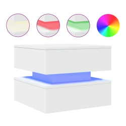 VIDAXL Coffee Table With Led Lights 50X50X40 Cm In White