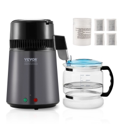 VEVOR 750W 4L 1.05 Water Distiller, Gallon Pure Water Purifier Filter for Home Countertop, Distilled Water Maker, Stainless Steel Interior Distiller