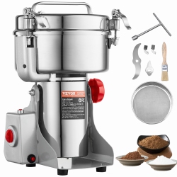 VEVOR 2000G Electric Grain Mill Grinder, High Speed 3400W Commercial Spice Grinders, Stainless Steel Pulverizer Powder Machine, for Dry Grains